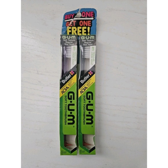Other - VTG Gum Butler 4-Row ADULT Regular Size Head Toothbrush 411‎ Stimulator 2-Pack